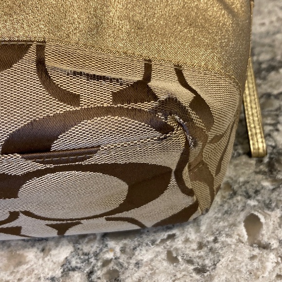 Coach Tan, Brown & Gold Sparkle Shoulder Bag - Picture 8 of 12
